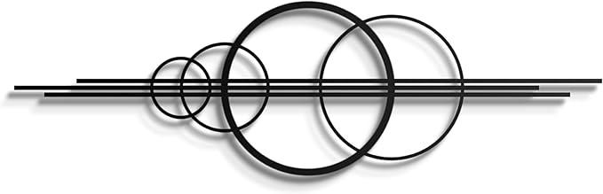 Modern Geometric Metal Wall Art – Abstract Circle Sculpture, Minimalist Wall Decor for Living Room, Bedroom, Office – 3D Metal Design, Large Contemporary Wall Hanging – Modern Home Decor – Great Gift Idea, Christmas Gift (40"x12")