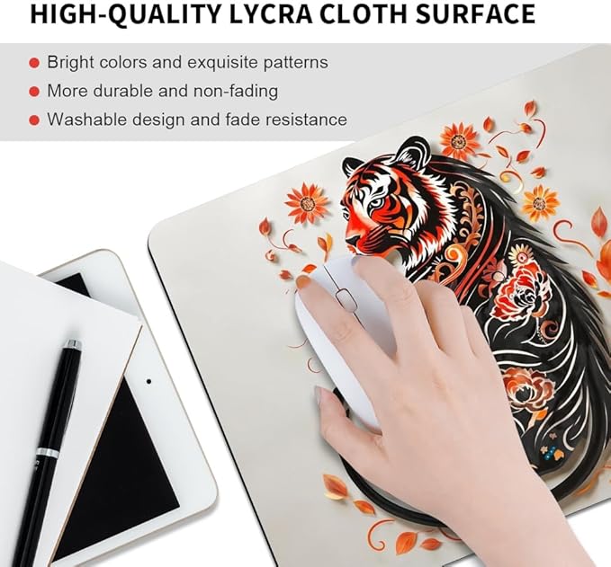 Tiger Texture Mouse pad, Square Waterproof and Anti Slip Mouse pad for Office laptops