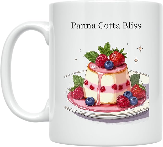 Panna Cotta Bliss - Dessert Lover - 11 oz White Ceramic Coffee Mug - Elegant Aesthetic