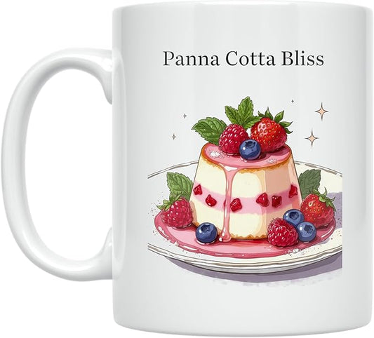 Panna Cotta Bliss - Dessert Lover - 11 oz White Ceramic Coffee Mug - Elegant Aesthetic