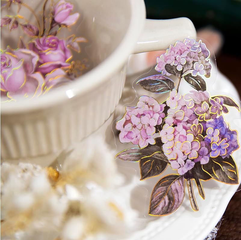 80Pcs Natural Flower Stickers for Scrapbooking,Self-Adhesive Transparent Flower Stickers Scrapbook Supplies Journaling Supplies for Adult Card Making Letters DIY Water Bottle Cards Decoration - Image 6