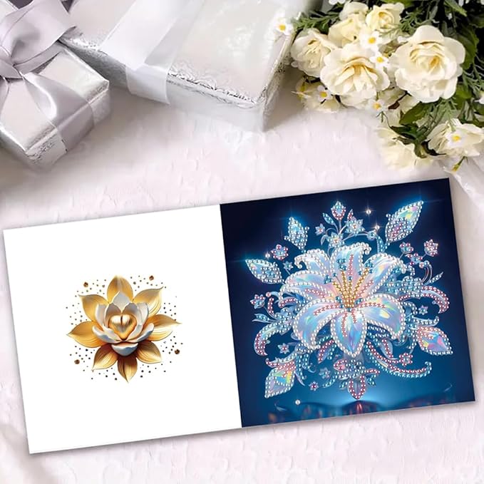 Ceitura 6Pcs DIY Diamond Art Painting Crafts Rhinestone Painting Greeting Card Making Kit Postcard for Holiday Christmas New Year Party Favors (Mandala Flower)