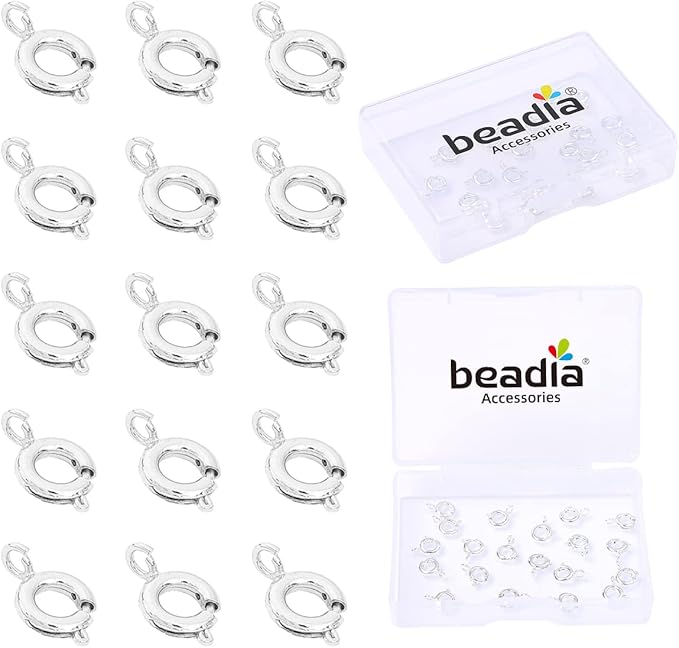 Silver Plated Spring Clasps Non Tarnish 6mm 20pcs for Jewelry Making Findings