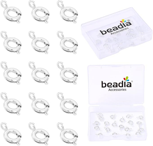 Silver Plated Spring Clasps Non Tarnish 7mm 20pcs for Jewelry Making Findings