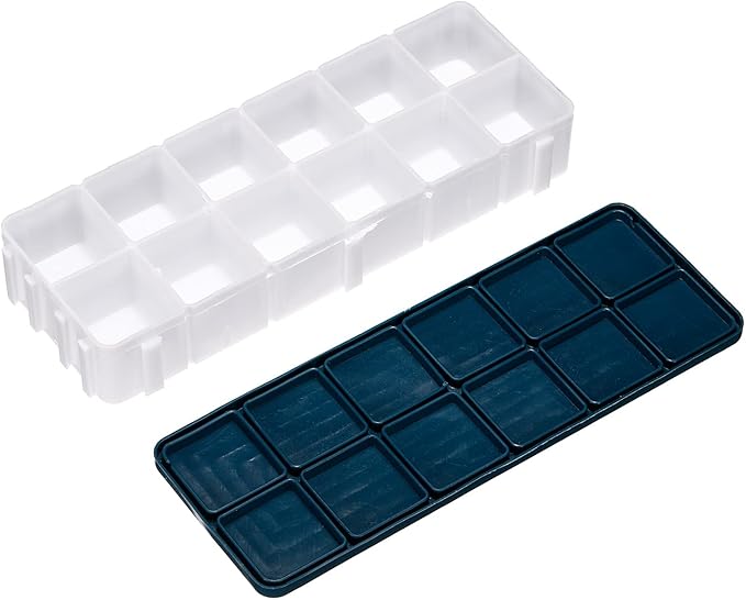 PATIKIL 12 Compartment Paint Palette, 2 Pack Plastic & Rubber Art Supplies Storage Organizer for Watercolor, Gouache, Oil Paint Art