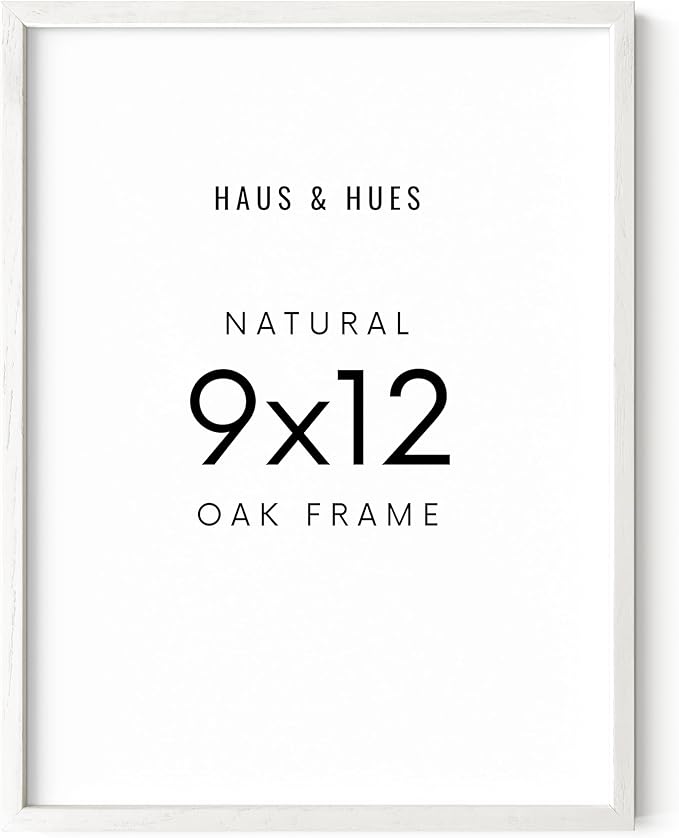 HAUS AND HUES White Oak Wood 9x12 Picture Frame - Natural Frame for Crafts and Photos (White Oak Frame)