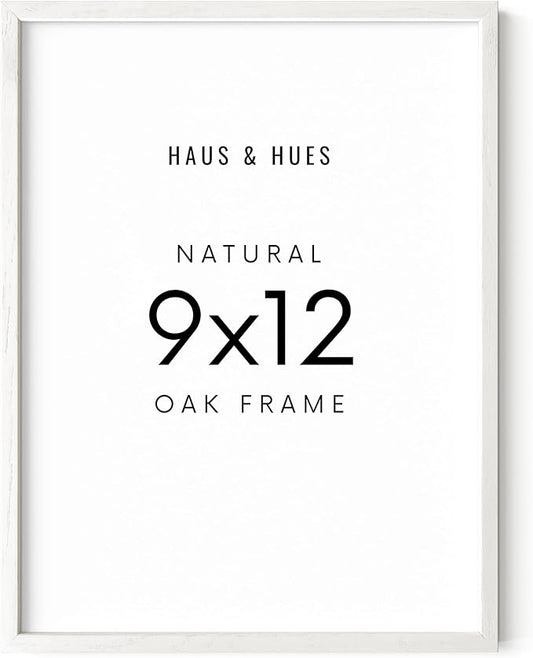 HAUS AND HUES White Oak Wood 9x12 Picture Frame - Natural Frame for Crafts and Photos (White Oak Frame)
