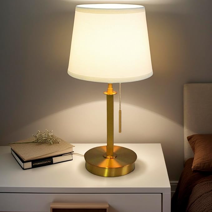 Plug-in LED Table Lamp – Multi-Functional Night Light for Bedroom, Dining Room, Bar, Bedside, Camping, and Balcony – with Lampshade, Modern Minimalist Design（Without Bulb）