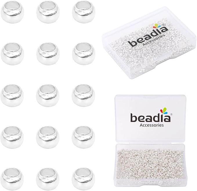 Silver Plated Crimp Beads Non Tarnish 2.5mm 600pcs for Jewelry Making Findings