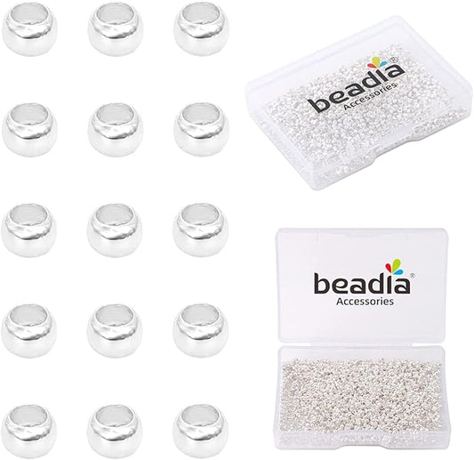 Silver Plated Crimp Beads Non Tarnish 2.5mm 600pcs for Jewelry Making Findings