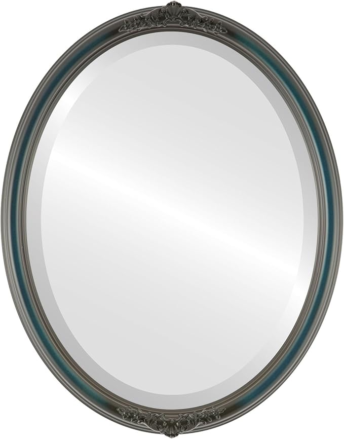 OVALCREST Oval Beveled Wall Mirror for Home Decor - Contessa Style - Royal Blue - 26" x 22"