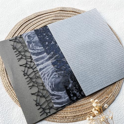15-Piece Textured Scrapbook Paper Mesh Fabric Set, Black A5 Sheets - Image 6