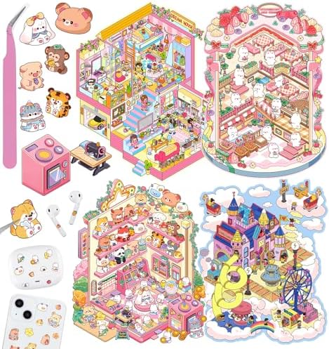 4 Sets DIY 3D House Stickers, Large Size Fun DIY Stickers Scene by pindda