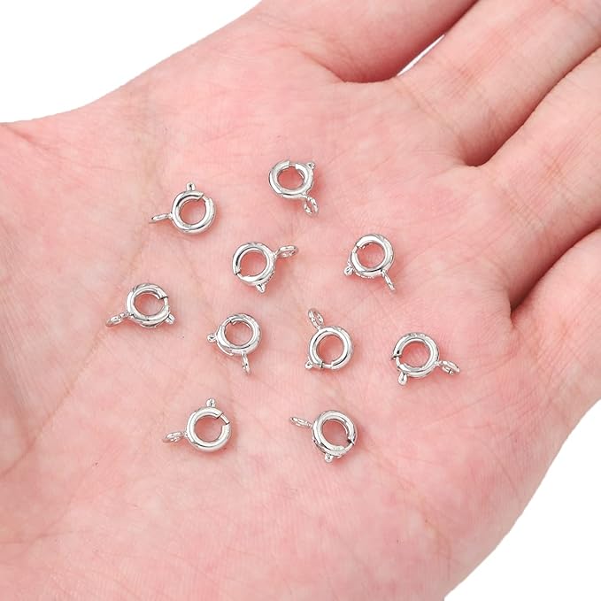 Platinum Plated Spring Clasps Non Tarnish 6mm 20pcs for Jewelry Making Findings