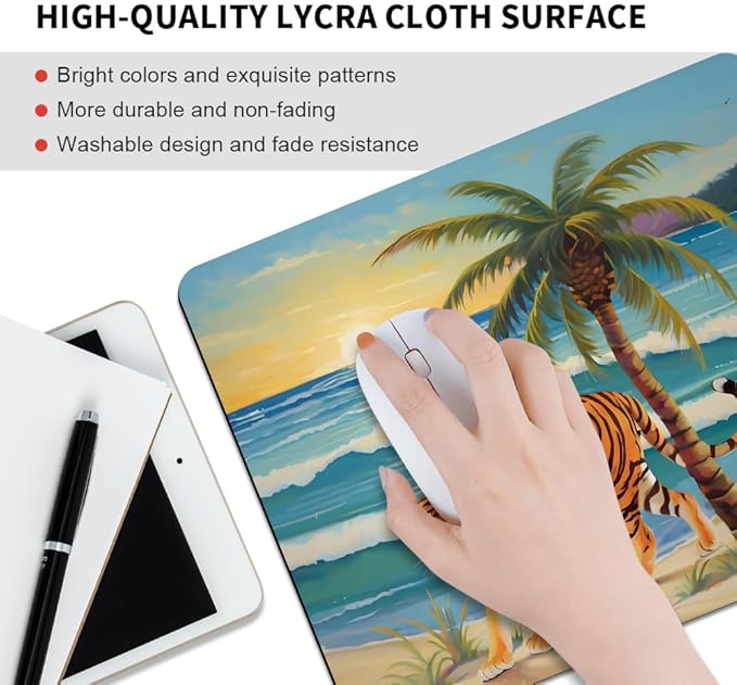 Tiger by The Seaside Texture Mouse pad, Square Waterproof and Anti Slip Mouse pad for Office laptops