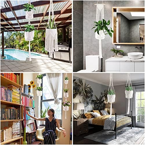 SFENNGPET Macrame Plant Hangers, 6Pack Hanging Planters for Indoor Plants - Image 4