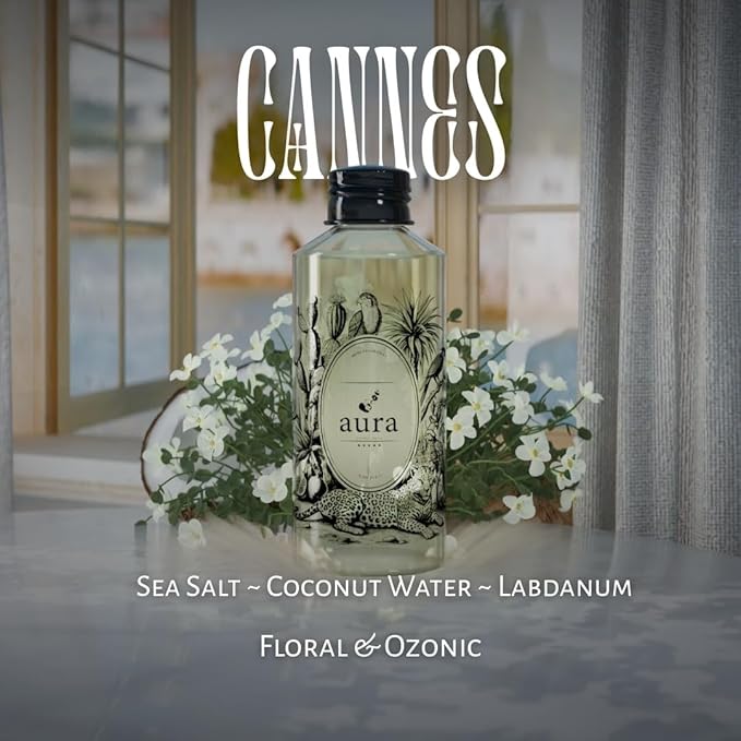 A U R A - Cannes Fragrance Oil for Waterless Scent Diffuser - Inspired by D.ior-Eden-ROC | (6.7 fl oz, 200 ml) Pure Essential Oil Blends for Aromatherapy Diffuser & Hotel Collection Oil Diffuser