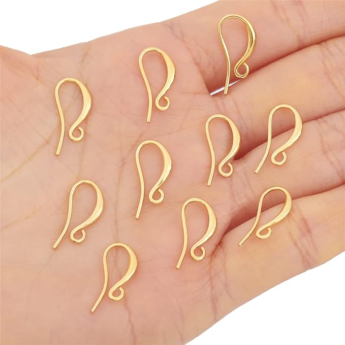 18K Gold Plated Earring Hooks 10x16mm 20pcs for Jewelry Making Findings