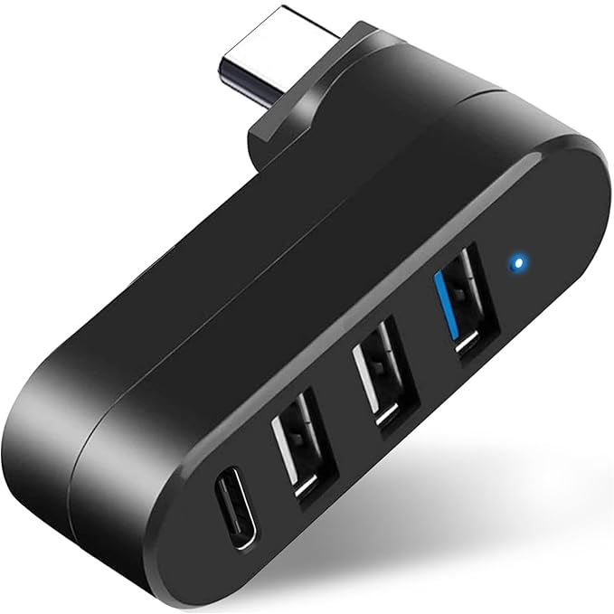 VIENON 4-Port USB C Hub [90°/180° Degree Rotatable], USB C Adapter Splitter with PD-in 5W Port, USB Extender for MacBook, iMac, Surface, and More C Port Laptop(Not for Car)