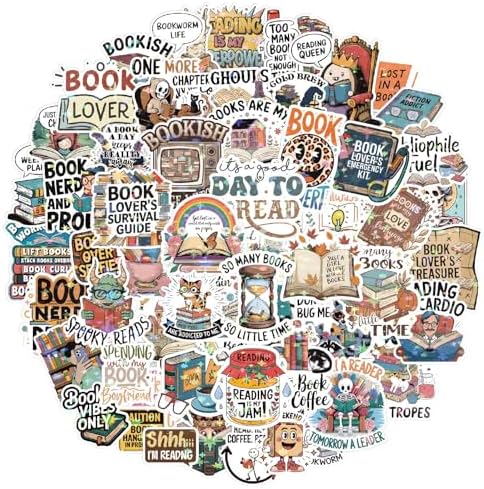 300+ PCS Book Stickers Pack for Kindle Water Bottle Laptop - Waterproof Vinyl Scrapbook Journaling Supplies Cute Bookish Stickers Gift Book Lovers Booktok Accessories (Book Stickers) by JUNKJWBZ%7CPeelStickInspir