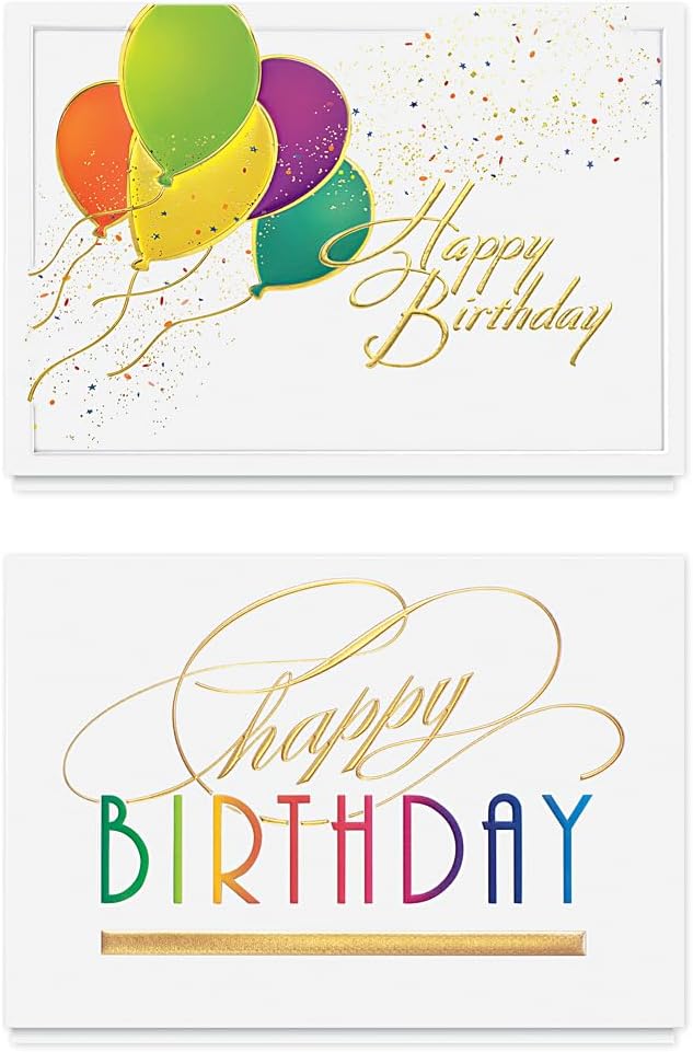 The Gallery Collection - Birthday Cards Assortment Box (35 Cards), Foil & Embossing (Birthday Formal)