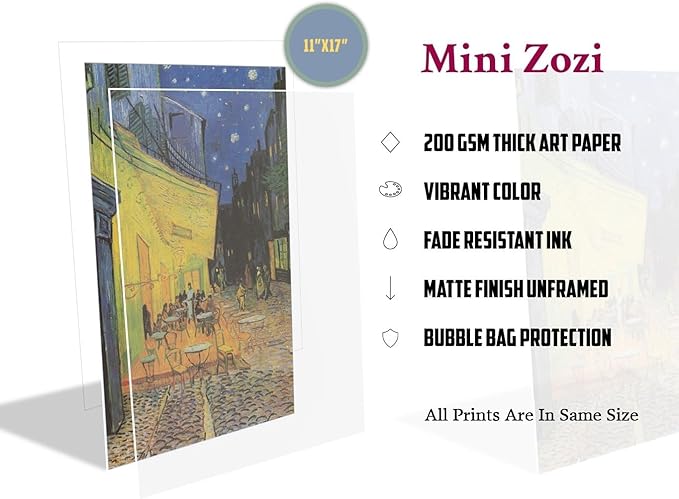 MINI ZOZI Famous Art Prints And Posters 16PCS Paintings Fine Art Impressionist Renaissance Aesthetic Romanticism Big Poster Wall Painting Classroom Room Decor Classical America Artist Artwork Pack