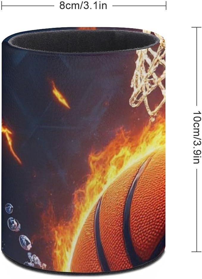 Men's Fashion Pencil Pen Holder Cup, Waterproof Office Supplies, Waterproof Multifunctional Office Supplies Cool Water Fire Basketball