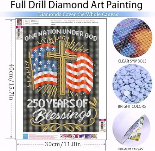 One Nation Under God Diamond Art Kits for Adult Diamond Painting Kit - Image 5
