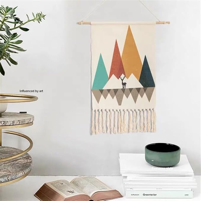 BMIDRUT Macrame Woven Wall Hanging Tapestry Home Decor Boho Bohemian Wall Art for Home Apartment Dorm Room Backdrop 20x35 Inch