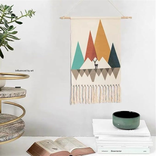 BMIDRUT Macrame Woven Wall Hanging Tapestry Home Decor Boho Bohemian Wall Art for Home Apartment Dorm Room Backdrop 20x35 Inch