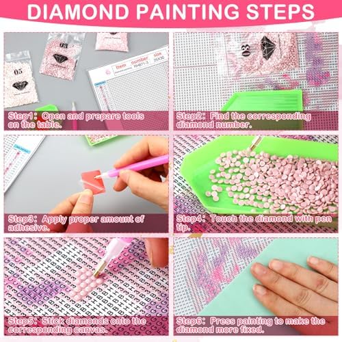 Chunful 6 Pcs Pink Bow Diamond Art Kits for Adults, 10 x 11.8'' - Image 6