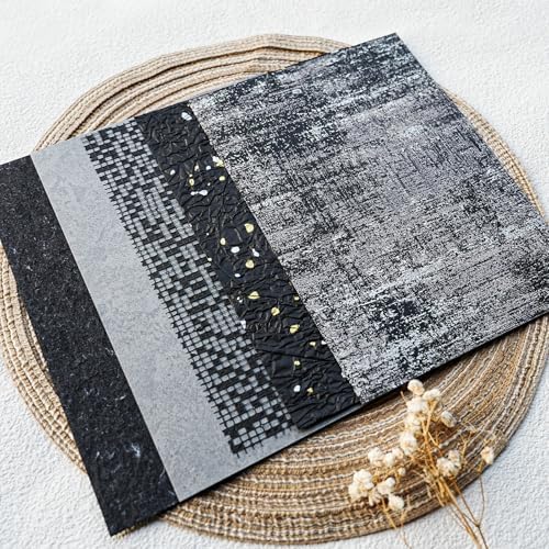 15-Piece Textured Scrapbook Paper Mesh Fabric Set, Black A5 Sheets - Image 4