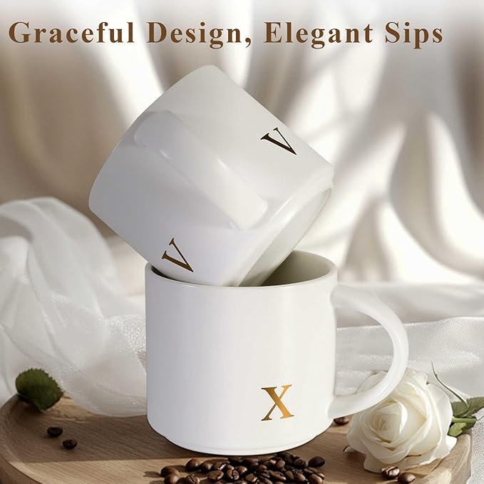 Monogrammed Ceramic Large Coffee Mug Tea Cup Happy Birthday Gifts for Adult Men Women Who Have Everything Want Nothing Dad Mom Guys People Couples Parents Cool Funny Unique Special Christmas Present,G