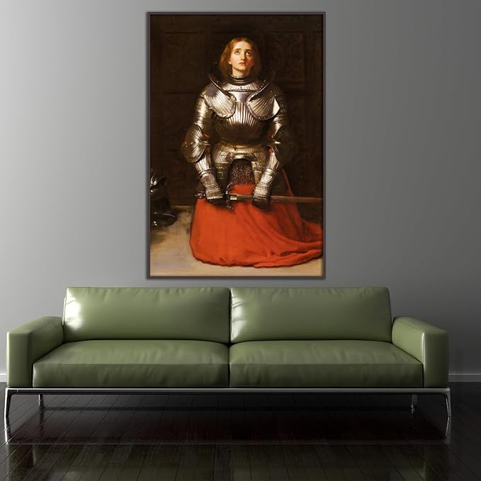 OKRA John Everett Millay Canvas Wall Art Joan of Arc Vintage Portrait Poster Master Painting Print Historical Cultural Illustration Suitable for Home Classroom Wall Decor Unframed(16x24in/40x60cm)