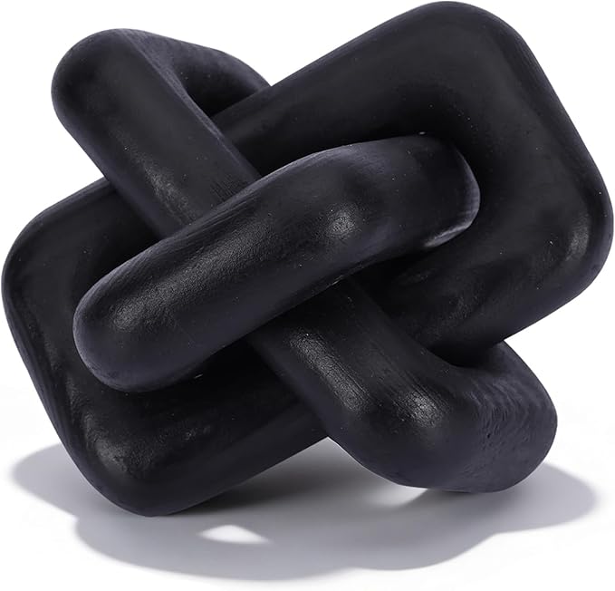 oliruim Wooden Knot Decoration Bohemian Decoration Hand-Carved Knot Black Coffee Table Decoration Suitable for Modern Home Bedroom Living Room Farmhouse Dining Table Minimalist Decoration (Black)