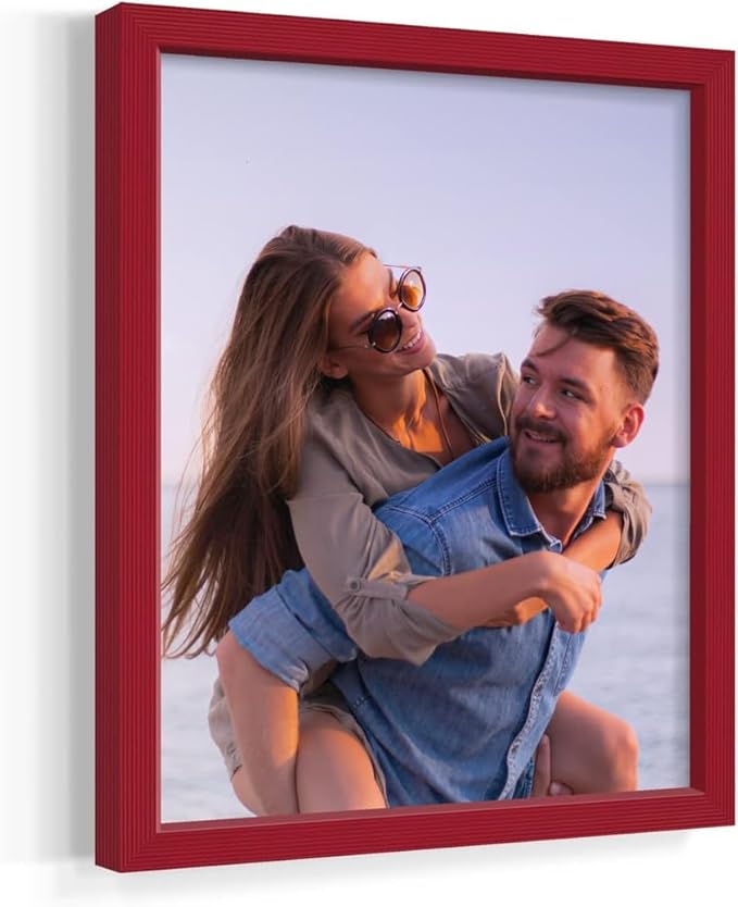 Renditions Gallery 11X14 Custom Photo Prints with Real Wood Picture Frames. Create Personalized Photos with Peel & Stick Photo Frames. Single, Red Frame