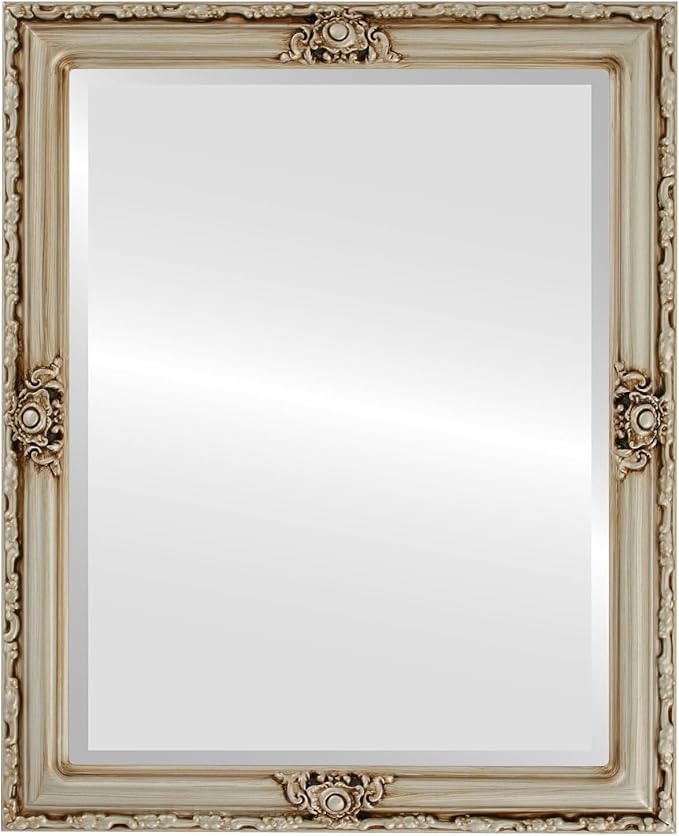 OVALCREST Rectangle Beveled Wall Mirror for Home Decor - Jefferson Style - Silver - 18x22 Outside Dimensions
