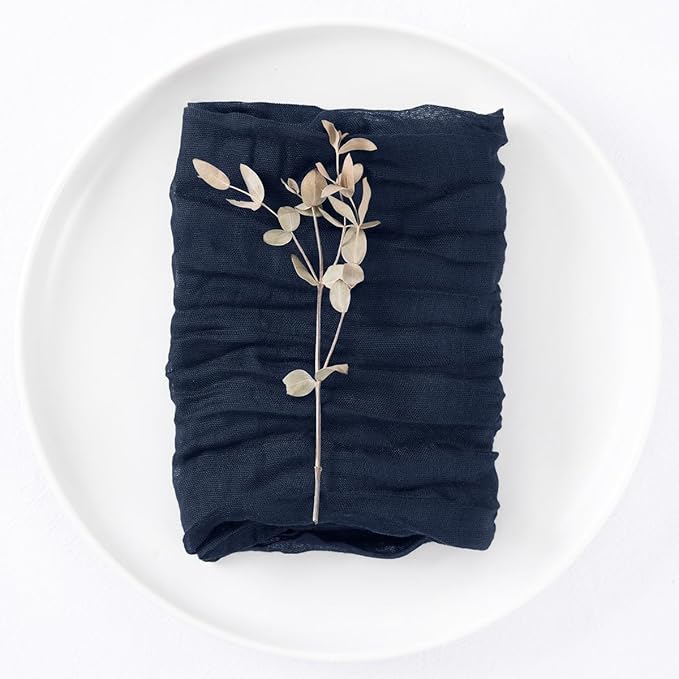 20 Pack Navy Blue Cheesecloth Napkins Spring Cloth Napkins Set of 20 Navy Dinner Napkins Bulk 21x21 Inches for Wedding Bridal Shower Baby Shower Valentine's Day