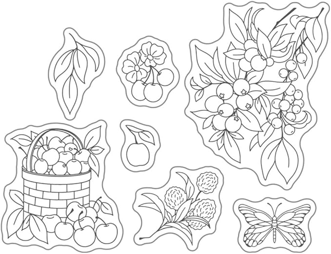Harvest Season Fruit Basket Stamps and Cutting Dies for Card Making DIY Transparent Silicone Clear Stamp and Metal Die Cuts Sets for Scrapbooking Paper Greeting Cards Decor Seals Craft Supplies