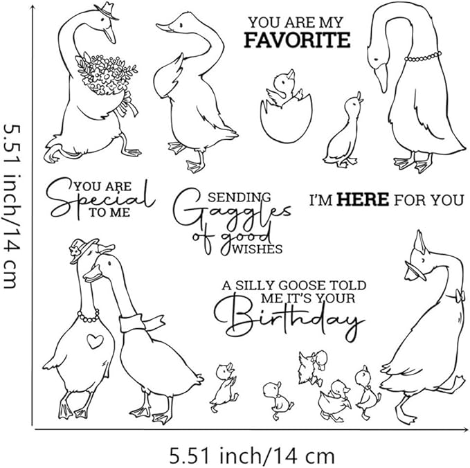 Lovers Goose Flower Stamps and Cutting Dies for Card Making DIY Transparent Silicone Clear Stamp and Metal Die Cuts Sets for Scrapbooking Paper Greeting Cards Decor Seals Craft Supplies