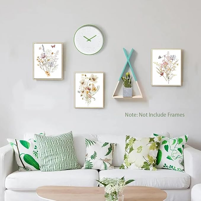 Watercolor Flower Wall Art Poster,Vintage Floral Canvas Wall Art,Botanical Wildflower Wall Decor,Vintage Prints Floral Pictures Minimalist Farmhouse Poster for Room Bedroom(8”X 10”) No Frame