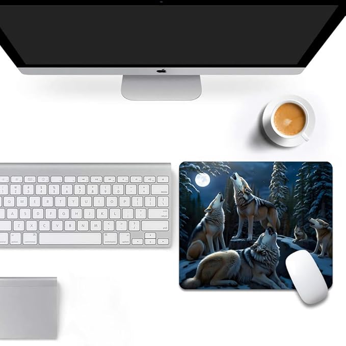 The Fox Under The Moonlight Texture Mouse pad, Square Waterproof and Anti Slip Mouse pad for Office laptops