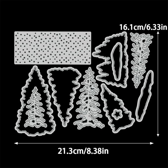 Christmas Tree Snow Stamps and Cutting Dies for Card Making DIY Transparent Silicone Clear Stamp and Metal Die Cuts Sets for Scrapbooking Paper Greeting Cards Decor Seals Craft Supplies