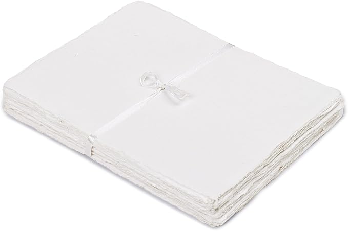 LEATHER VILLAGE Watercolor Paper- 6 X 4 inches - 25 Sheets Watercolor Paper for Drawing, Sketching, Painting & Crafts - 150 GSM Thick Deckle Edge Virgin Cotton Handmade Paper - Off-White