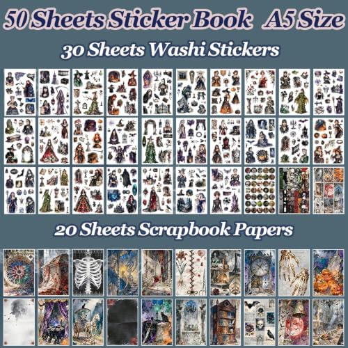 500PCS Stickers Book for Journaling Supplies,Dark Gothic Scrapbook Paper - Image 2