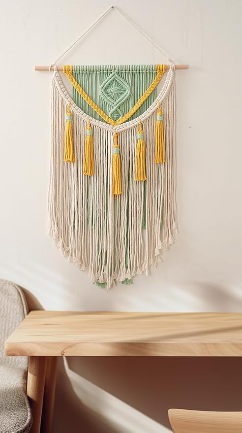 BMIDRUT Macrame Wall Hanging Boho Home Decor Handmade Macrame Tapestry Woven Decoration for Bedroom Living Room Apartment Dorm Gallery 18x28 Inch (A)