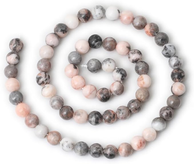 60PCS 6mm Natural Pink Zebra Jasper Round Loose Beads for Jewelry Making DIY Handmade 1 Strand 15"