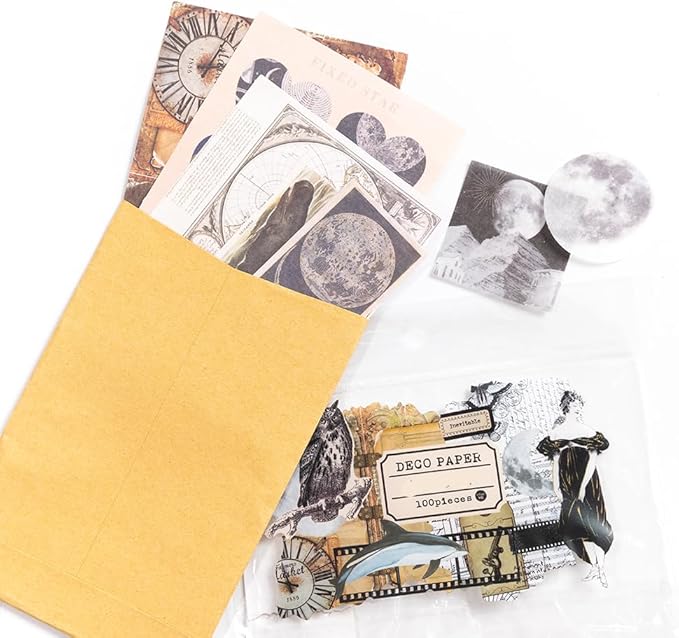 Alideco 100pcs Vintage Scrapbook Supplies Pack for Art Journaling Bullet Junk Journal Planners DIY Paper Stickers Craft Kits Notebook Collage Album Aesthetic Cottageco (baiyehuange)
