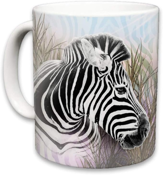 Zebra Mug | Cute Animal Ceramic Travel Mugs | Coffee Lovers Cup | Zebras Design | Great Novelty Gift | Decorative Home Kitchen Drinkwear | Multi Color | 11 Fl. Oz