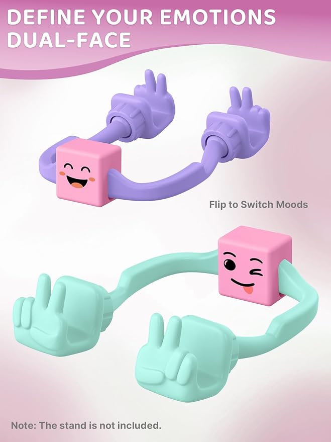 Stocking Stuffers for Teens Girls Boys Adults Cell Phone Holder with Clip: Dual-Sided Mood Cubes Clips for Gesture Phone Stand Desk Accessory Cool Gadget Birthday Gifts for Men Kids Women Christmas
